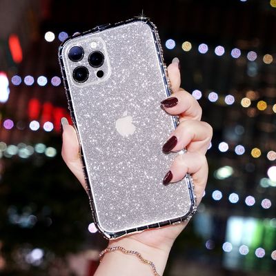 Lüks Glitter Bling Elmas Şeffaf Yumuşak Telefon Kutusu IPhone 14 13 12 Pro Max 11 XS XR 8 Plus için