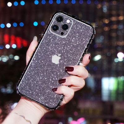 Lüks Glitter Bling Elmas Şeffaf Yumuşak Telefon Kutusu IPhone 14 13 12 Pro Max 11 XS XR 8 Plus için