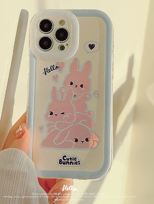Zayıf Şok geçirmez telefon kılıfları Pembe Tavşan Iphone 15 Apple Telefon Kılıfı
