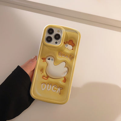 Stereoskopik 3 boyutlu eğlenceli ördek Apple telefon kılıfı Iphone 11 12 14 13 14pro Max Tam Paket
